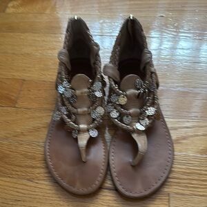 Brown Embellished Sandals